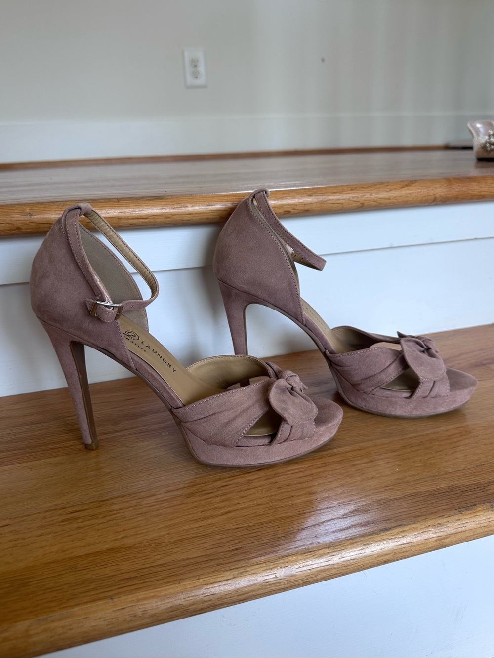 Chinese Laundry Dusty Rose Suede Ankle-Strap Heels